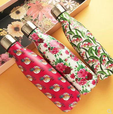 Floral Insulated Water Bottle - 500ml Vacuum Flask