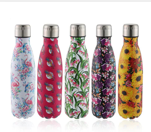 Floral Insulated Water Bottle - 500ml Vacuum Flask