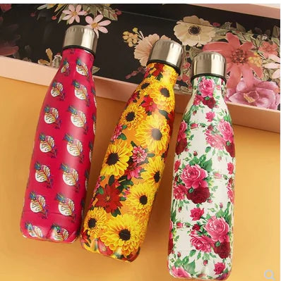 Floral Insulated Water Bottle - 500ml Vacuum Flask
